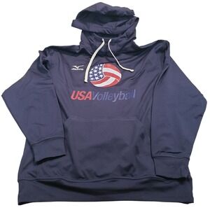 Mizuno USA Volleyball Performance Hoodie Navy Blue Mens Size S